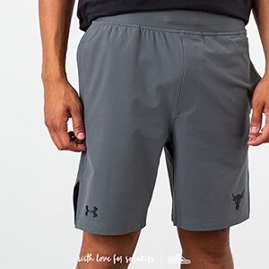 Under Armour Project Rock HeatGear 8” Training Shorts Gray Mens Large Gym